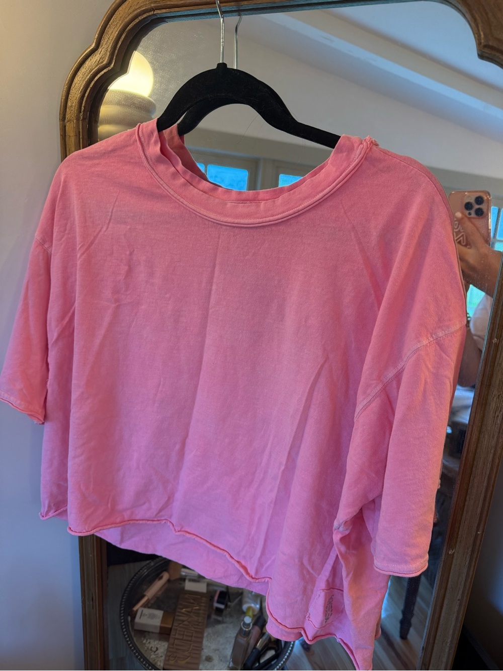 Free People Pink Oversized Crop Top